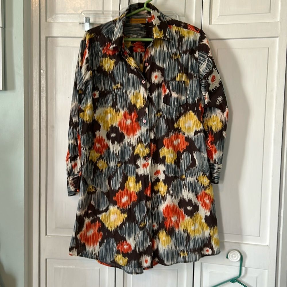 Roberta Freymann 100% cotton Tunic Blouse - Size XL